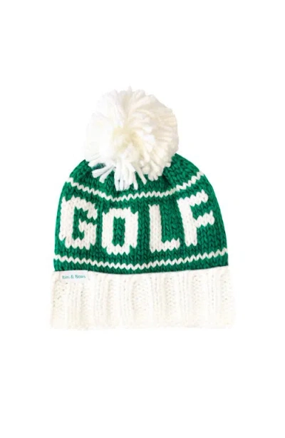 Bits & Bows Golf Adult Knit Bobble Hat In Green