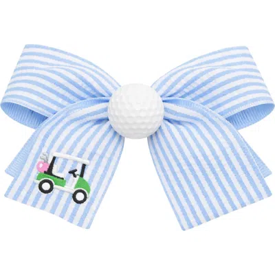 Bits & Bows Kids'  Golf Ball Seersucker Hair Bow In Blue