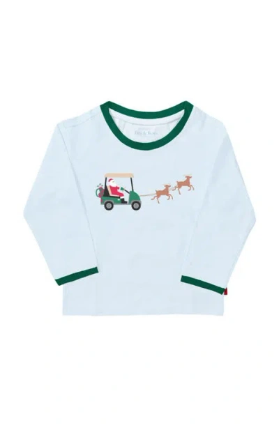 Bits & Bows Babies'  Golf Cart Santa Long Sleeve T-shirt In Blue