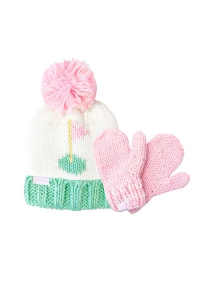Bits & Bows Kids'  Golf Flag Knit Hat/mittens Bundle In Multi