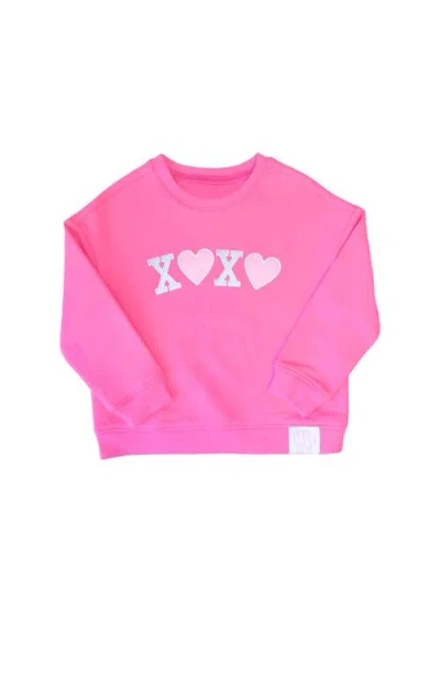Bits & Bows Babies'  Hearts Xo Valentine's Day Sweatshirt In Pink
