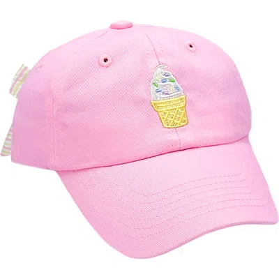 Bits & Bows Babies'  Ice Cream Twill Bow Baseball Hat In Pink