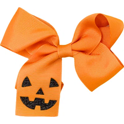 Bits & Bows Kids'  Jack-o-lantern Halloween Hair Bow In Orange