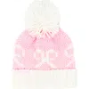 Bits & Bows Knit Bows Bobble Hat In Pink