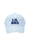 Bits & Bows Lil Bro Seersucker Baseball Hat In Blue