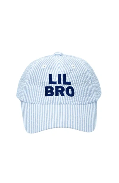 Bits & Bows Babies'  Lil Bro Seersucker Baseball Hat In Blue