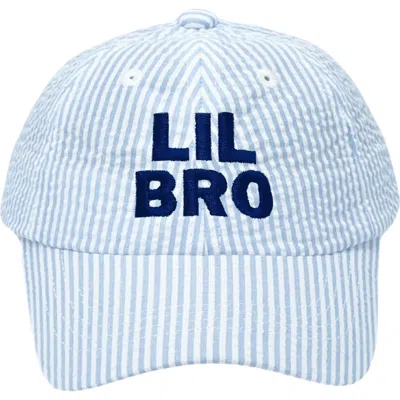 Bits & Bows Kids'  Lil Bro Seersucker Baseball Hat In Blue