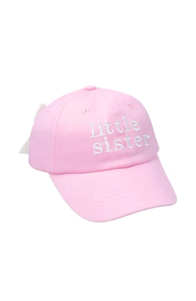 Bits & Bows Kids'  Little Sister Twill Bow Baseball Hat In Pink