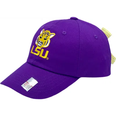 Bits & Bows Babies'  Lsu Tigers Bow Baseball Hat In Purple