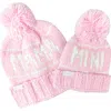 Bits & Bows Mama/mini Knit Bobble Hat Bundle In Pink