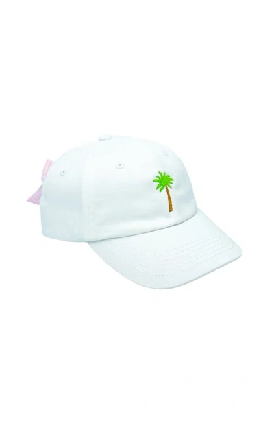 Bits & Bows Kids'  Palm Tree Twill Bow Baseball Hat In White