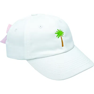 Bits & Bows Babies'  Palm Tree Twill Bow Baseball Hat In White