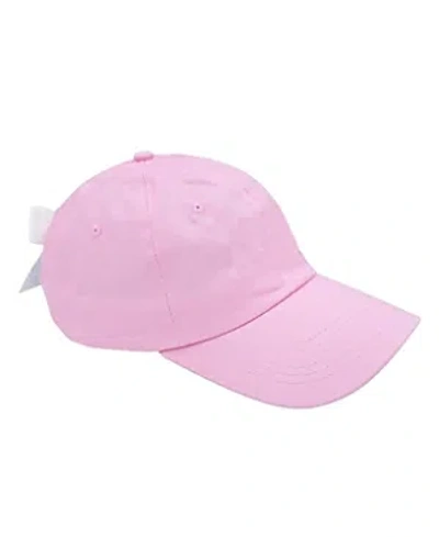 Bits & Bows Kids' Palmer Pink Bow Baseball Hat In Pink Hat With White Bow.