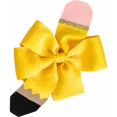 Bits & Bows Kids'  Pencil Back-to-school Hair Bow In Yellow