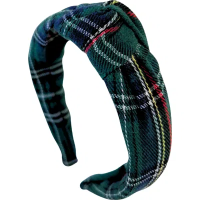 Bits & Bows Kids'  Plaid Knot Headband In Green