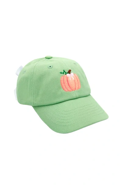 Bits & Bows Kids'  Pumpkin Halloween Twill Bow Baseball Hat In Green