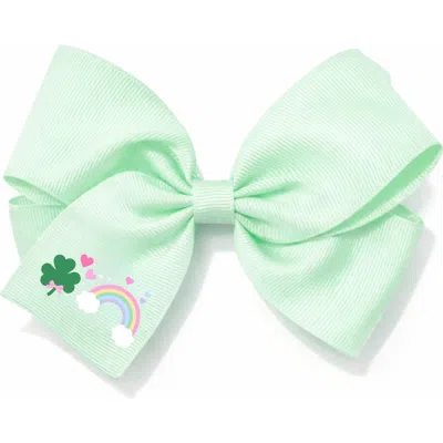 Bits & Bows Kids'  Rainbow Shamrock Hair Bow In Green
