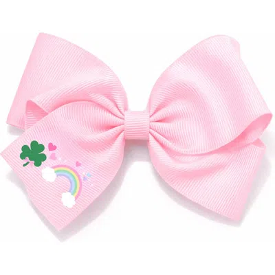 Bits & Bows Kids'  Rainbow Shamrock Hair Bow In Pink