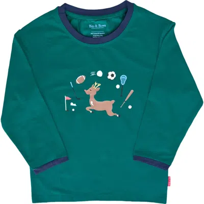 Bits & Bows Reindeer Games Long Sleeve T-shirt In Green