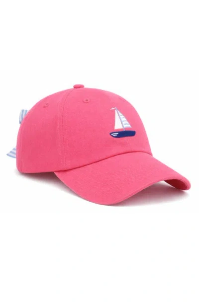 Bits & Bows Kids'  Sailboat Bow Baseball Hat In Pink