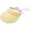 Bits & Bows Sconset Straw Adult Bow Visor In Pink
