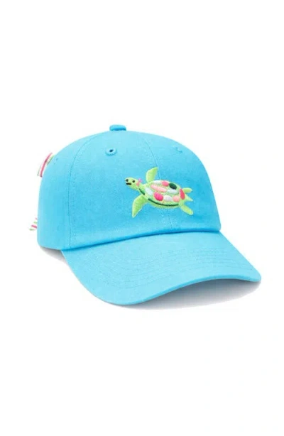 Bits & Bows Babies'  Sea Turtle Bow Baseball Hat In Blue