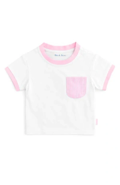Bits & Bows Babies'  Seersucker Pocket T-shirt In Pink