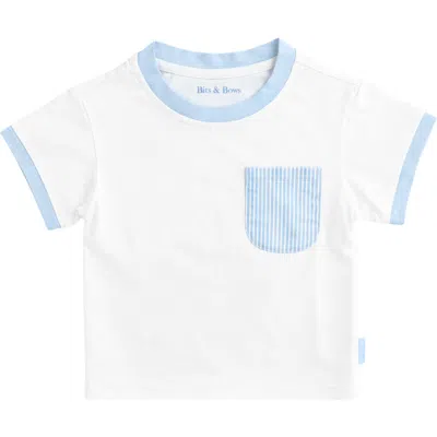 Bits & Bows Babies'  Seersucker Pocket T-shirt In White