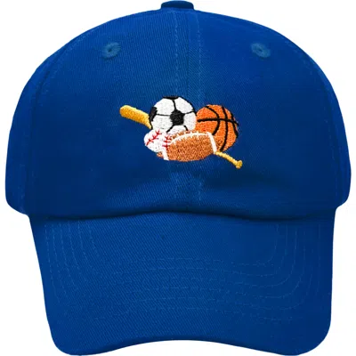 Bits & Bows Kids'  Sport Balls Twill Baseball Hat In Blue