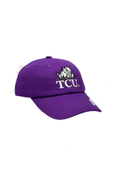 Bits & Bows Kids'  Tcu Horned Frogs Bow Baseball Hat In Purple