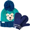 Bits & Bows Teddy Bear Knit Hat/mittens Bundle In Green