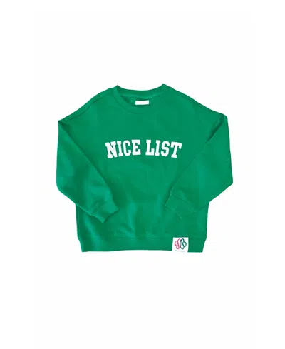 Bits & Bows Unisex Nice List Crewneck Sweatshirt - Baby, Little Kid, Big Kid In Green