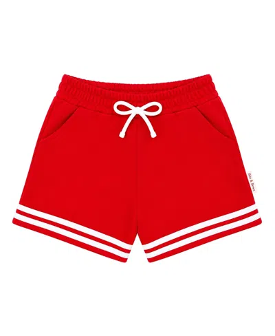 Bits & Bows Unisex Striped Varsity Shorts - Baby, Little Kid, Big Kid In Red