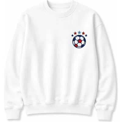 Bits & Bows Usa Soccer Club Crewneck Sweatshirt In White