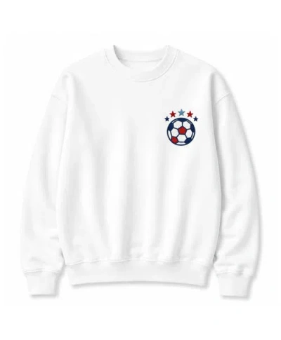 Bits & Bows Kids'  Usa Soccer Club Crewneck Sweatshirt In White