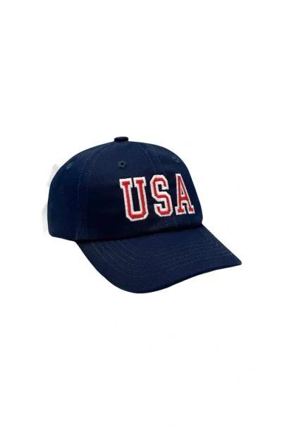 Bits & Bows Kids'  Usa Twill Bow Baseball Hat In Blue