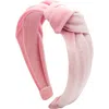Bits & Bows Velvet Knot Headband In Pink