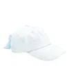 Bits & Bows Winnie White Bow Baseball Hat In White Hat With Blue/white Bow