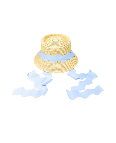 BITS & BOWS WOMEN'S STRAW HARBOR HAT WITH SCALLOPED RIBBON
