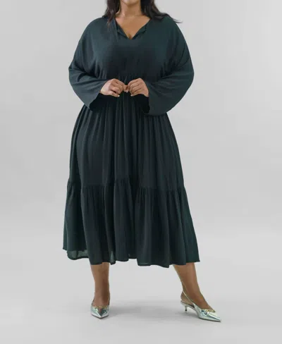 Bitte Kai Rand Crepe Flounce Dress - Plus In Black In Green