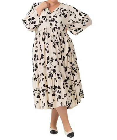 Bitte Kai Rand Gingko Leaves Flounce Dress - Plus Size In Neutral