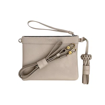 Bixi Awotan Women's Grey Camila Taupe Camel Leather Crossbody Fanny Pack In Neutral