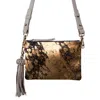 Bixi Awotan Women's Grey / Gold Kahlo Medium Size Crossbody Bag Gray And Gold Furry Leather Bag With Detachable 