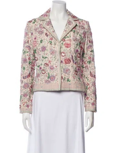 Pre-owned Biya Floral Print Blazer In Neutral