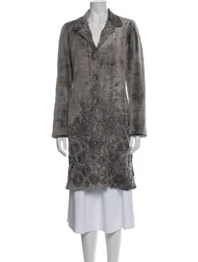 Pre-owned Biya Floral Print Coat In Gray
