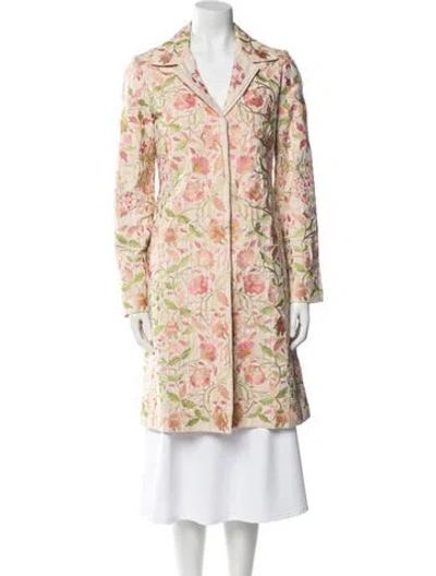 Pre-owned Biya Floral Print Coat In Neutral