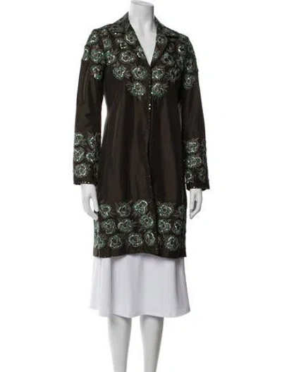 Pre-owned Biya Floral Print Jacket In Green