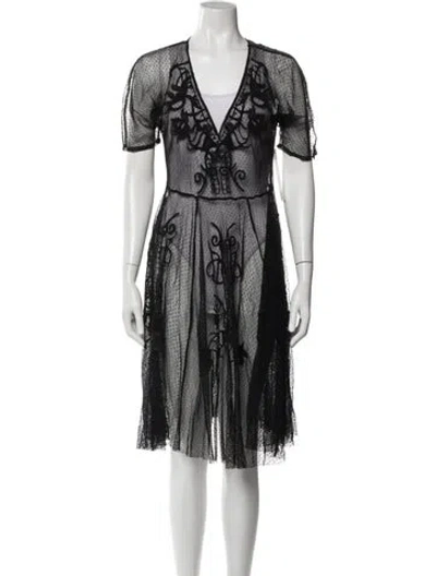 Pre-owned Biya Lace Pattern Knee-length Dress In Black