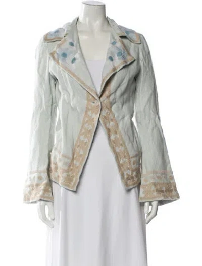Pre-owned Biya Linen Floral Print Jacket