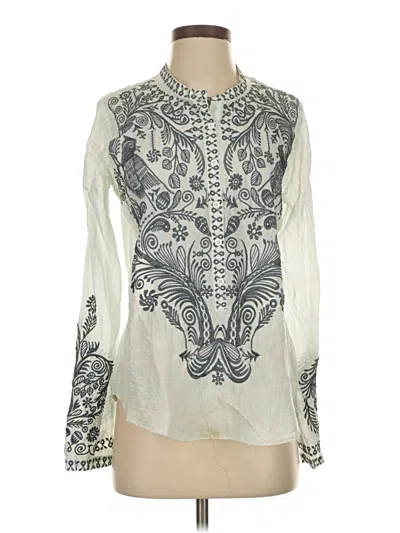 Pre-owned Biya Long Sleeve Blouse In White